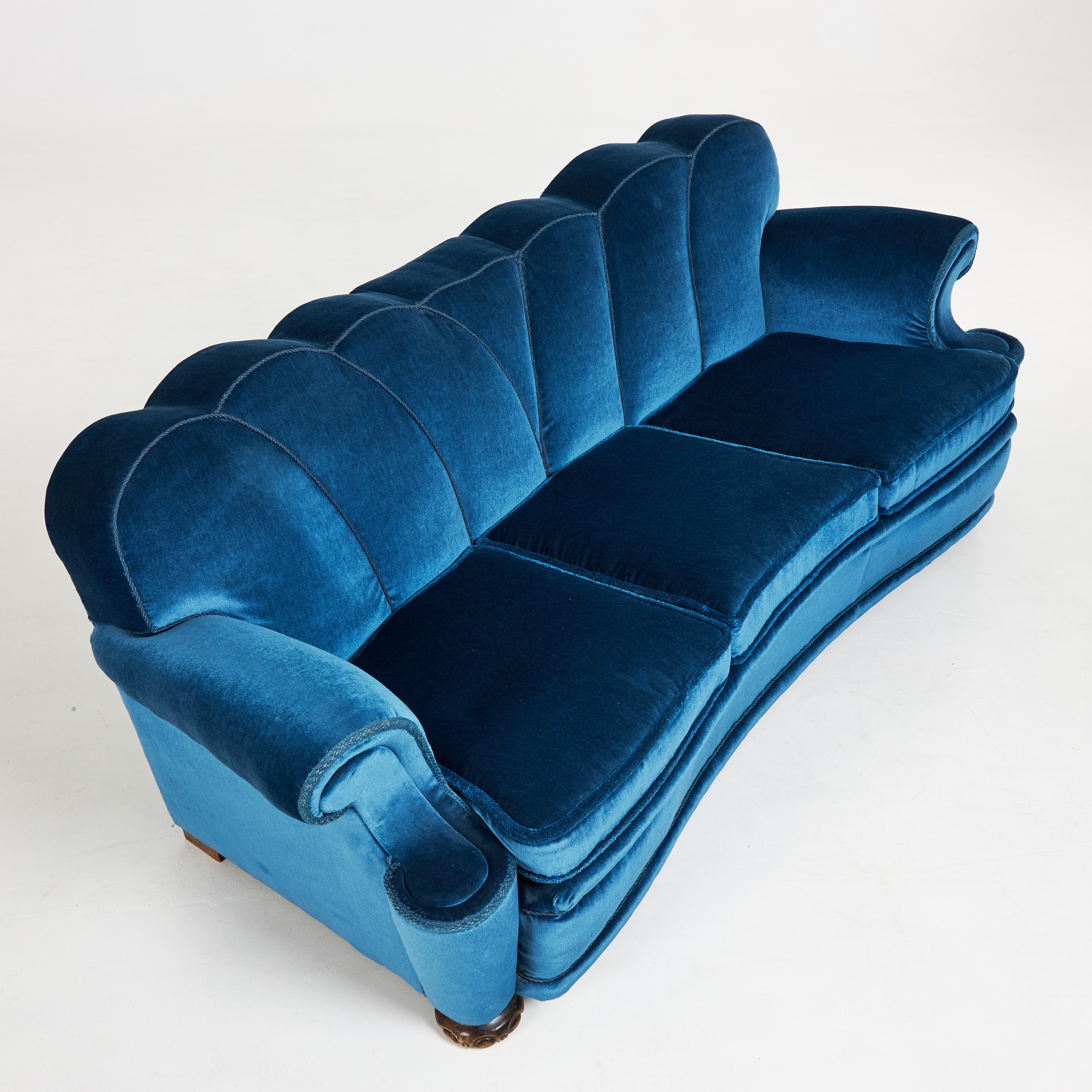 Granatowa Sofa Art Deco, Szwecja, lata 40