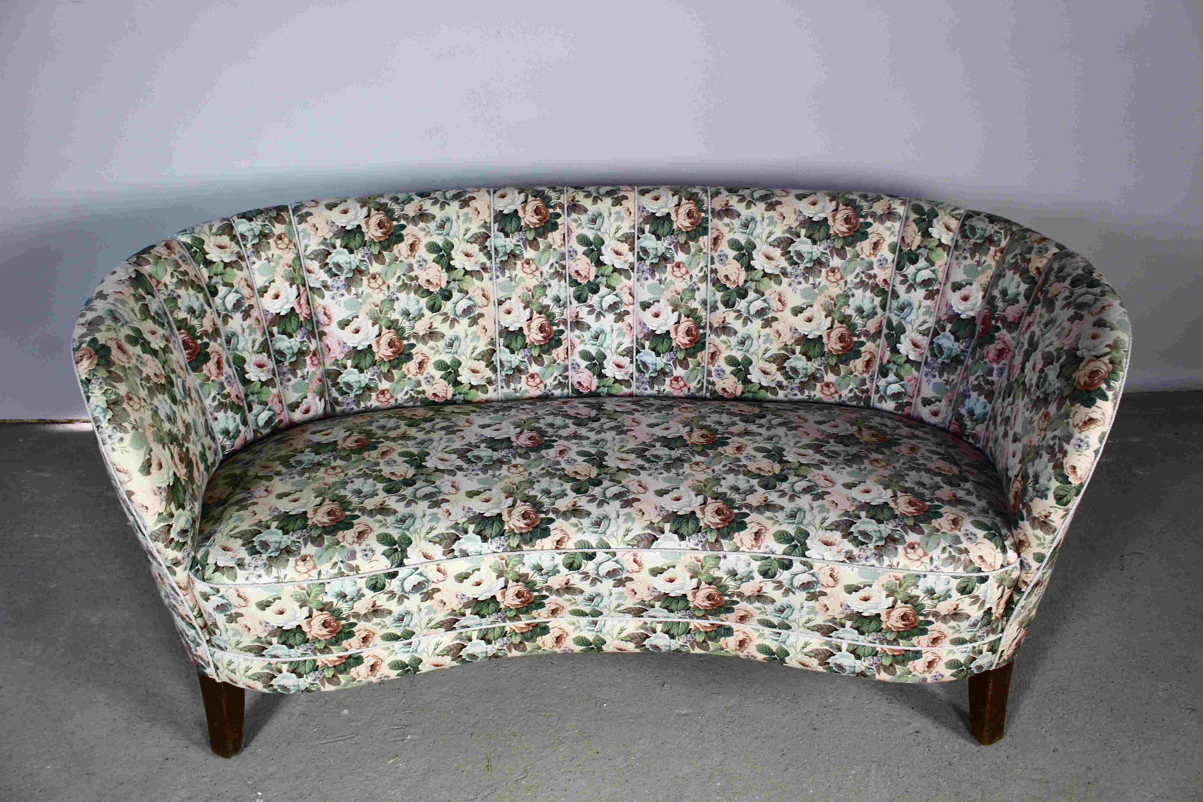 Sofa bananowa, Slagelse Møbelværk, lata 50