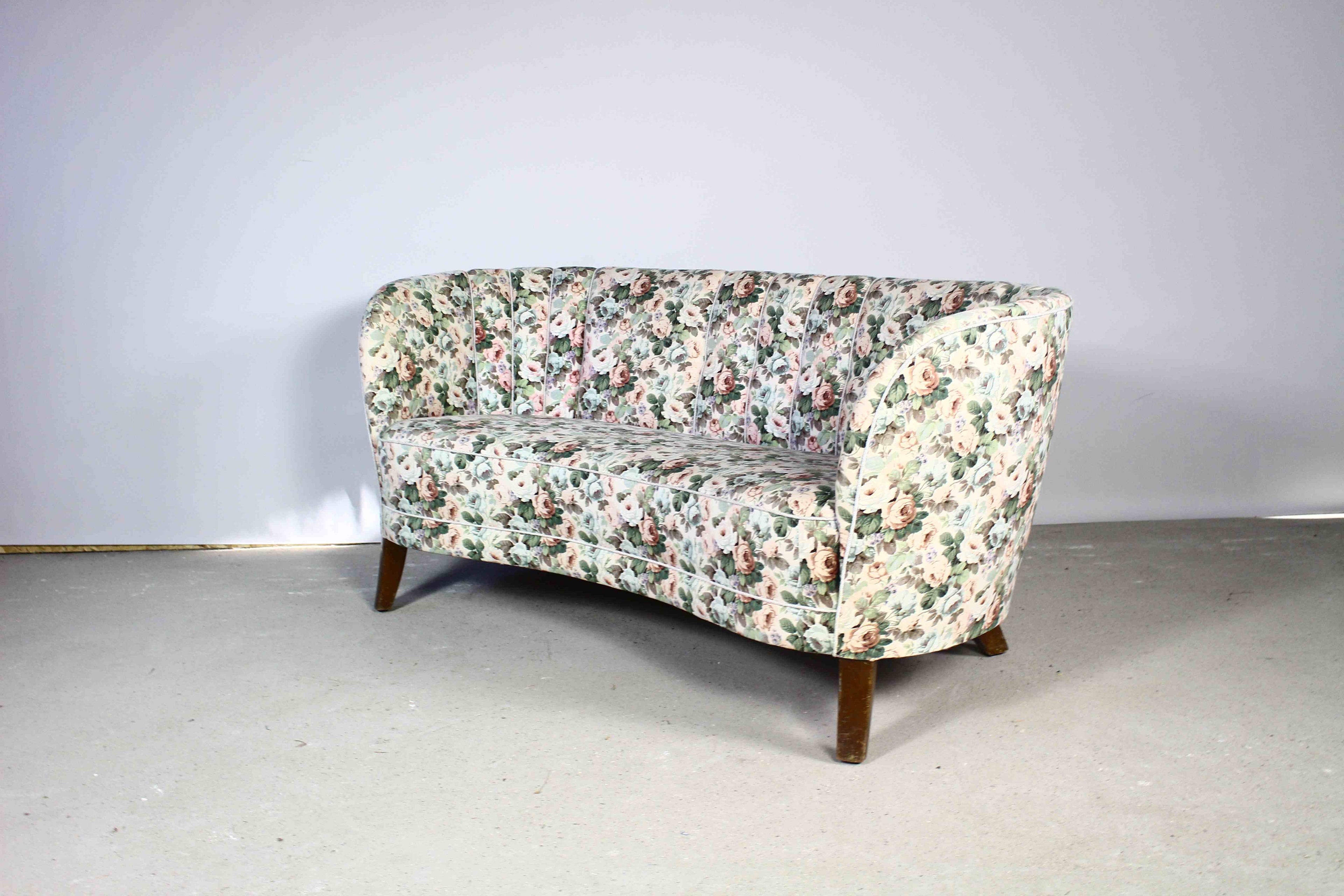 Sofa bananowa, Slagelse Møbelværk, lata 50